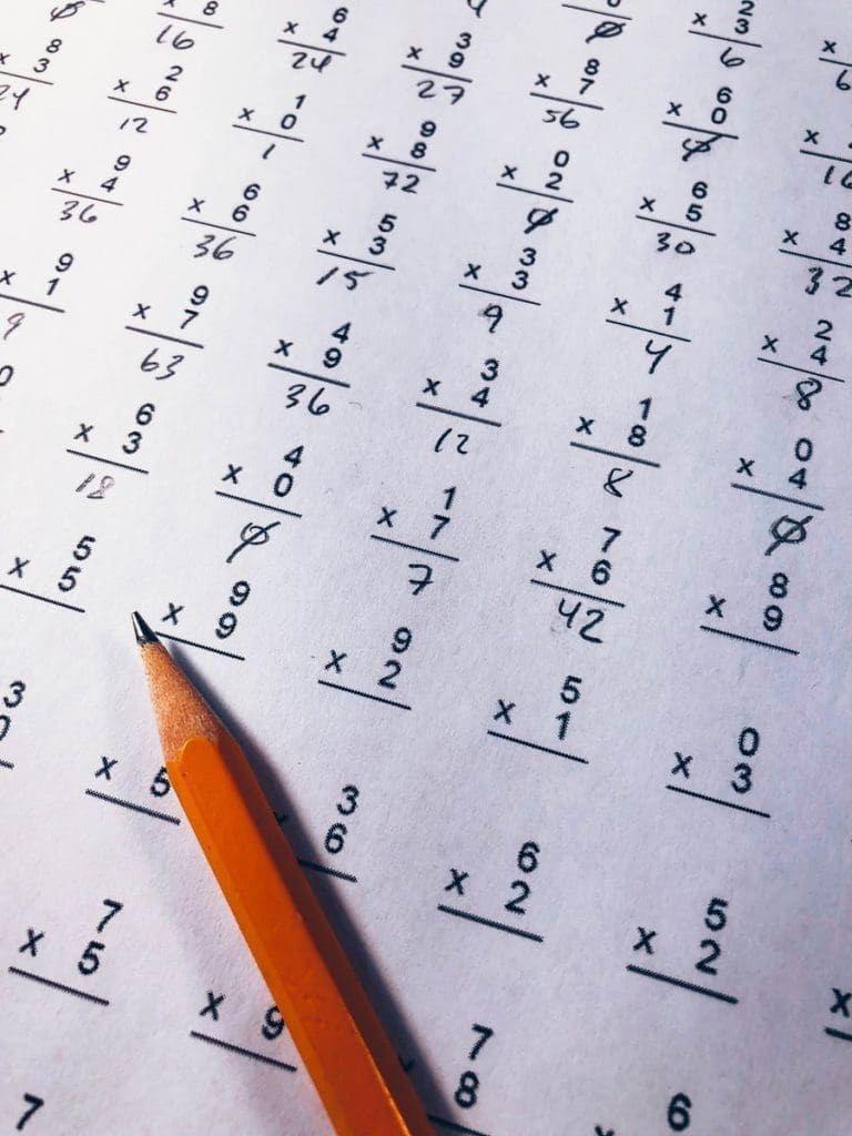 multiplication fact paper