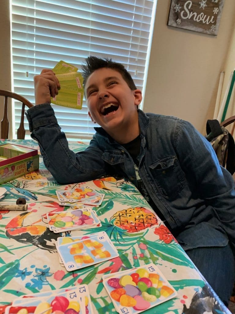student laughing while playing clumsy thief